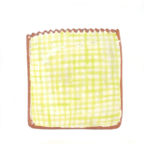 Small Plate with Green Gingham Design