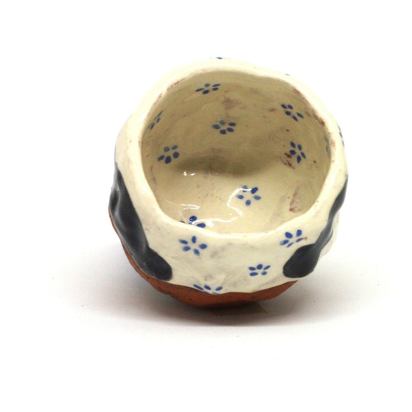 White Yunomi Tea Cup with Blue Flowers 16