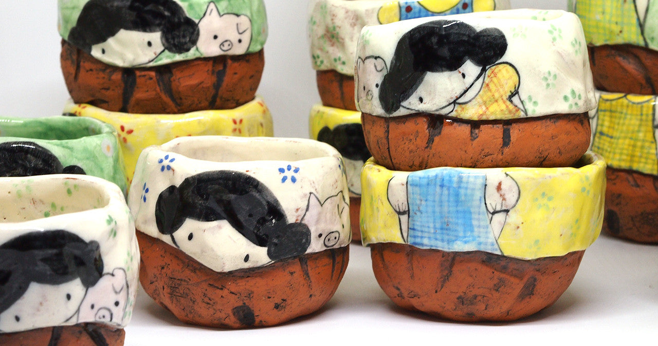 Floral and Polka Dot Yunomi Tea Cups