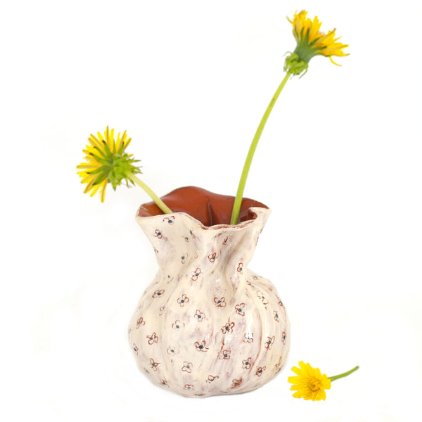 Flower Bud Vase - Black Floral Design # 1