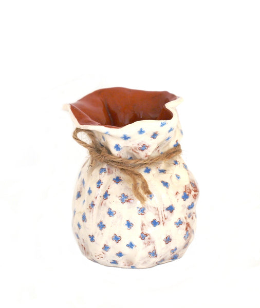 Flower Bud Vase - Dark Blue Floral Design