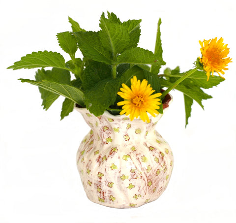 Flower Bud Vase - Green Floral Design
