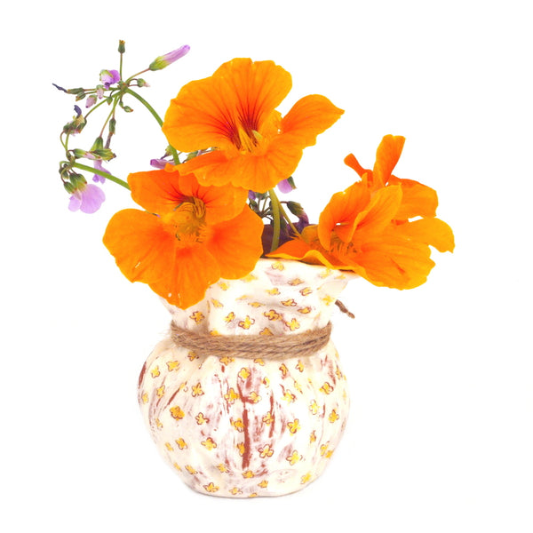 Flower Bud Vase - Blue Floral Design