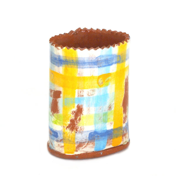 Flower Bud Vase - Blue and Yellow Plaid #1