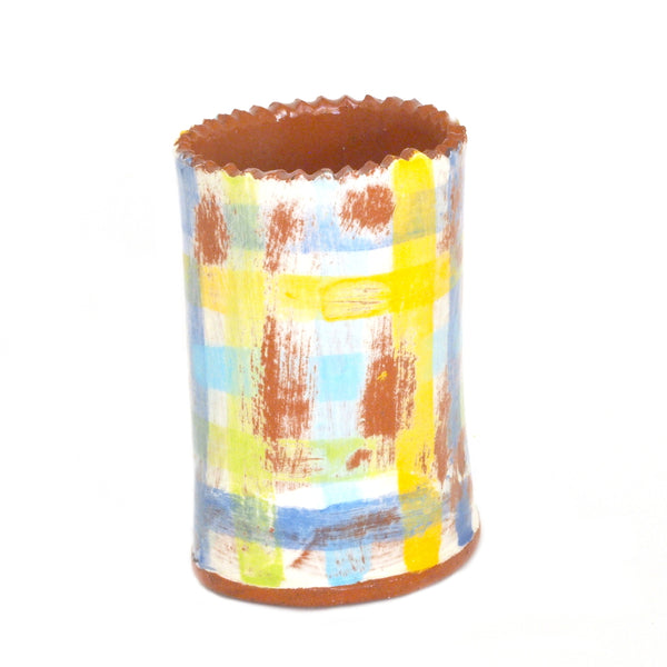 Flower Bud Vase - Blue and Yellow Plaid #1