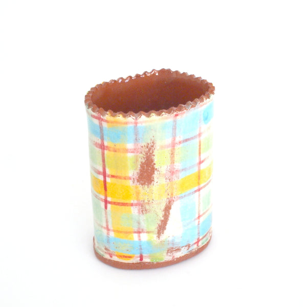 Flower Bud Vase - Blue and Yellow Plaid #2