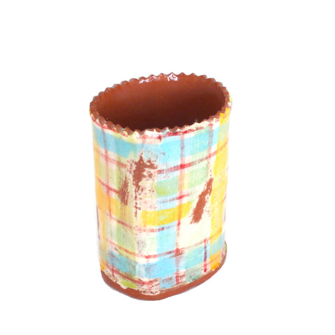 Flower Bud Vase - Blue and Yellow Plaid #2