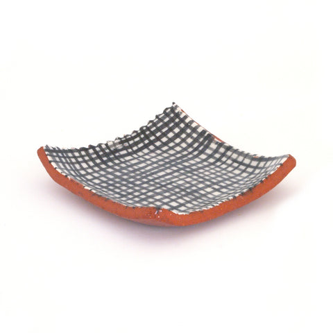 Small Plate with Black Gingham Design