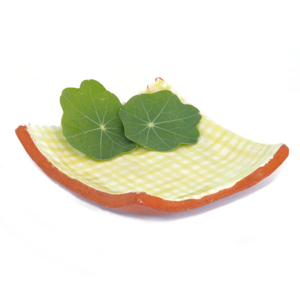 Small Plate with Green Gingham Design
