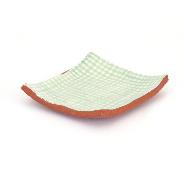 Small Plate with Mint Green Gingham Design