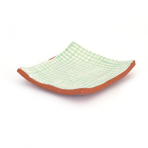 Small Plate with Mint Green Gingham Design