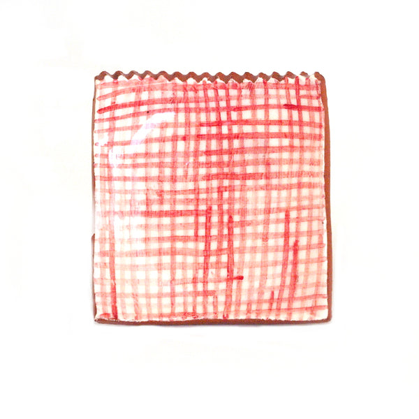 Small Plate with Red Gingham Design