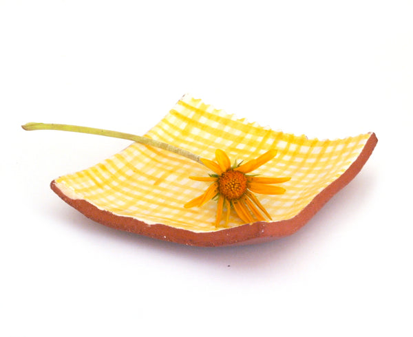 Small Plate with Yellow Gingham Design