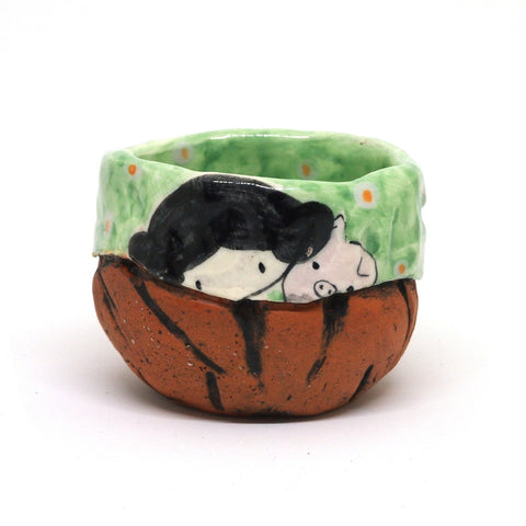Green Polka Dot Yunomi Tea Cup