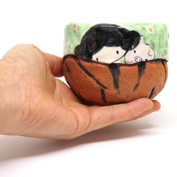 Green Polka Dot Yunomi Tea Cup