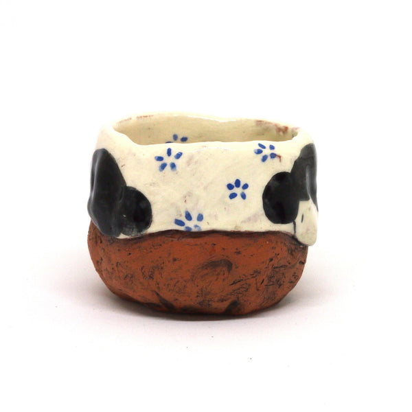White Yunomi Tea Cup with Blue Flowers 16