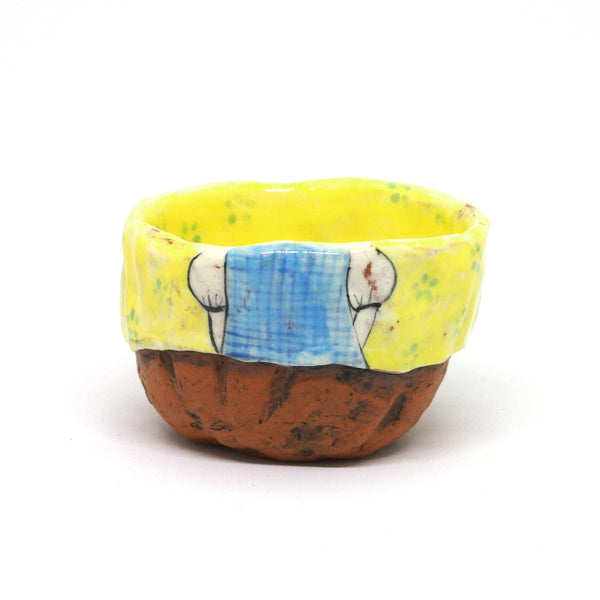 Yellow Floral Yunomi Tea Cup