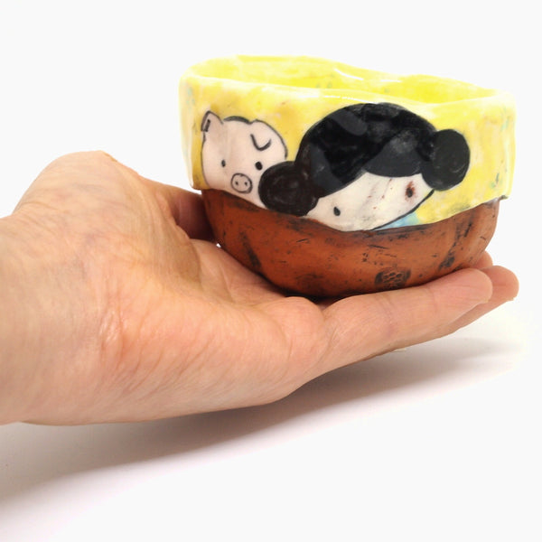 Yellow Floral Yunomi Tea Cup