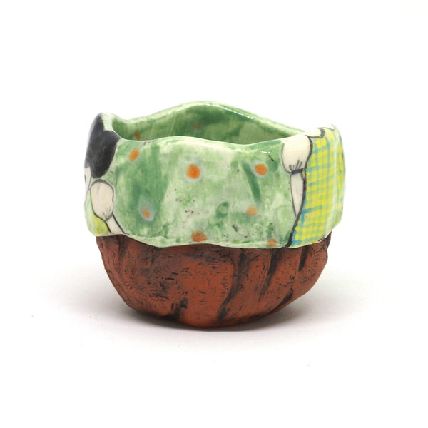 Green Yunomi Tea Cup with Polka Dots