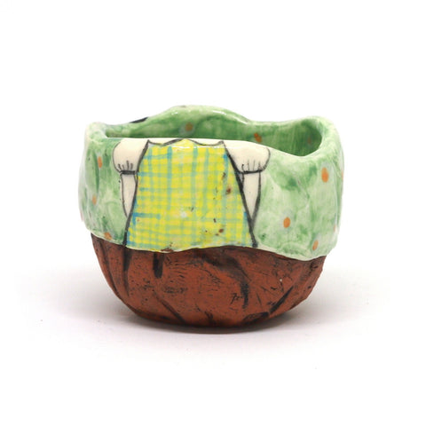 Green Polka Dot Yunomi Tea Cup