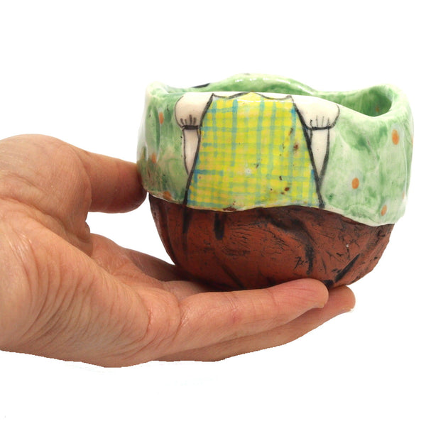 Green Polka Dot Yunomi Tea Cup