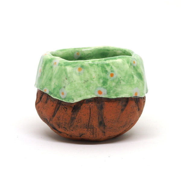Green Yunomi Tea Cup with Polka Dots