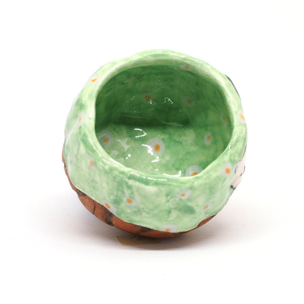 Green Yunomi Tea Cup with Polka Dots